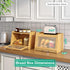 kiplant Counter, Bread Box with Cutting Board, Bamboo Bread Box for Kitchen Bread Storage Container with Wavy Arcylic