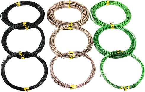 YOURSEE 9 Rolls Bonsai Wires, Anodized Aluminum Training Wire, 3 Colors & 3 Sizes, Total 147 Feet