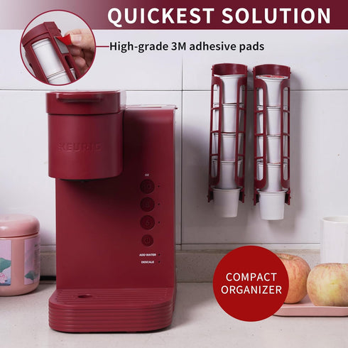 STORAGENIE Coffee Pod Holder for Kerig Kcup, Red Side Mount K Cup Storage Organizer for Small Counters