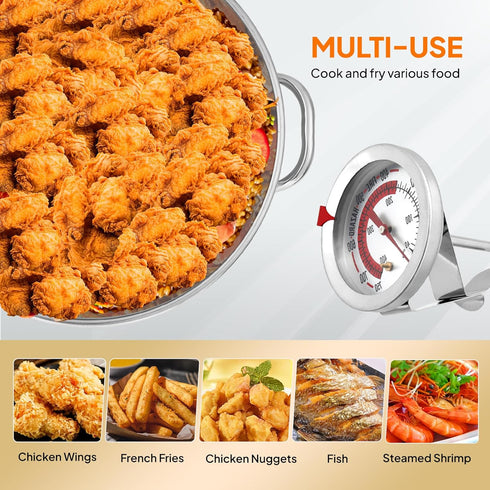 10Qt 55,000 6.7Qt ROVSUN Fish Fryer Pot with BTU Propane Burner, Strainer Basket, Thermometer & Lid, Aluminum Pot