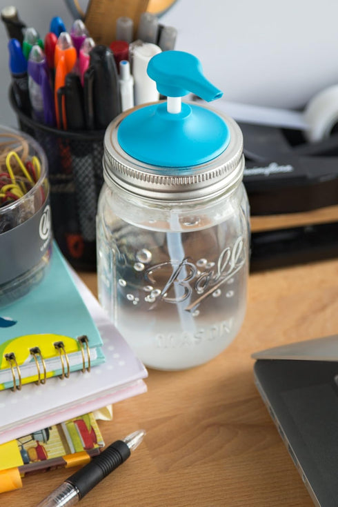 Jarware Soap Pump Lid for Regular Mouth Mason Jars - Blue