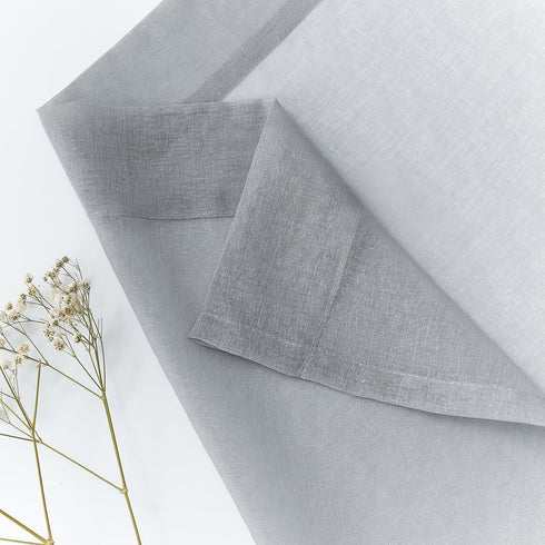 MYSTIC-HOME Sheer Curtains - 45 Inch Length Rod Pocket Voile Drapes for Living Room, Set of 2, Silver Grey