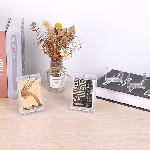 Hipiwe 10 Packs Acrylic Easel Stands, Clear Display Easel Holder for Belt Buckles, Badges, Coins, Medals, 1.97 Inch Tall