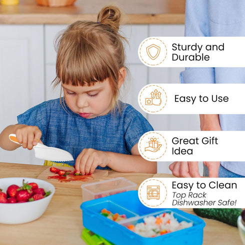 Zulay 3-Piece Kids Knife Set - Toddler Knives for Real Cooking & Baking - Safe Montessori Knife with Serrated Edges