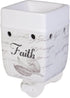 Elanze Designs Dream Bigger Actions Louder Faith Stronger Grey Leaves White Ceramic Stone Warmer