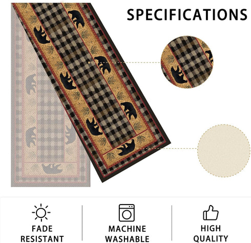 Decor(13x72 inch) Bear Table Runner,Dining Decor for Kitchen Coffee Table Family Dinners Holiday Parties Wedding Events