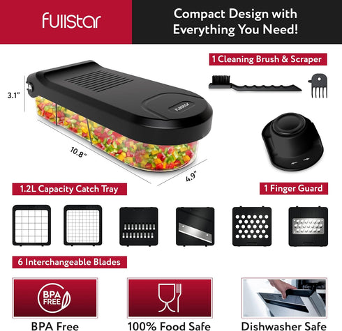 Fullstar Vegetable Chopper, Cheese Slicer, Food Chopper, Veggie Chopper with Container, Mandoline Slicer & Cheese Grater