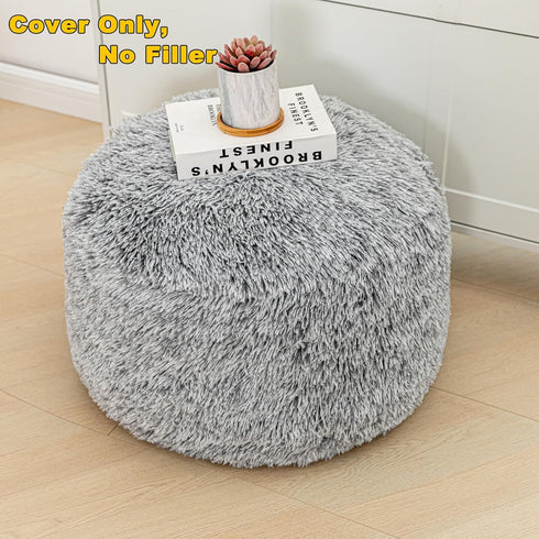 20x20x12 Inches Asuprui Grey Ottoman Foot Rest NO Filler Pouf Ottoman Unstuffed Round Pouf Seat Bean Bag Chair Foldable