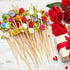 Minisland Multicolor Rose Flower Cocktail Picks, 4.7 Inch Long Bamboo Toothpicks for Appetizers, 100 Counts - MSL129