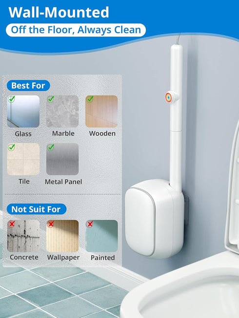 TidyTale Set, 12 Disposable Toilet Cleaner Wand and Holder Wall Mounted Toilet Bowl Brush Kit with Refill Heads