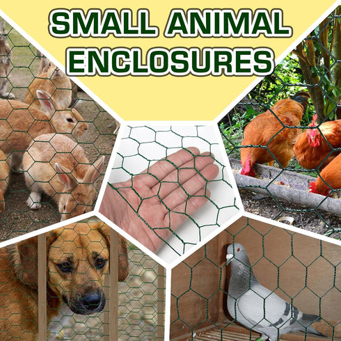 Yardbliss Wire12inx150ft, Chicken Premium Chicken Wire Fencing, Chicken Wire Mesh, Green PVC Coated Metal Wire Fence