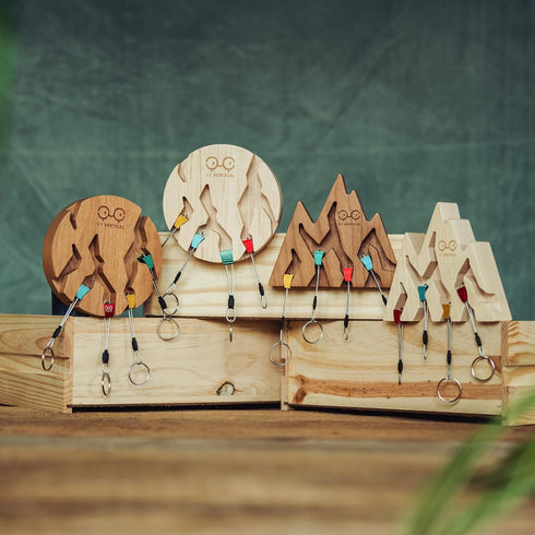 Mountain Decor Keyholder in Cherry Wood - Climb Every Mountain Wall Decor with 4 Key Rings Included