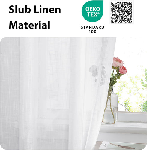 NICETOWN Sidelight French Door Panel, Linen Textured Look, 30" x 72", White