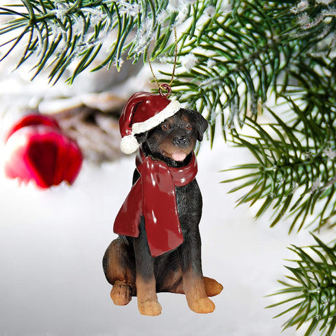 Design Toscano Full Color Christmas Xmas Rottweiler Holiday Dog Ornaments