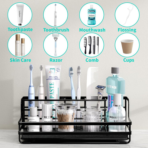 5 Counter Countertop HapiRm Toothbrush Holders for Bathroom - Partitions Bathroom Organizer with Instant Drying Stone