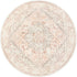 5ft LIVEBOX Washable Peachy Pink Rug - Medallion Vintage Circle Rugs for Bedroom, Low-Pile Tribal Print Carpet