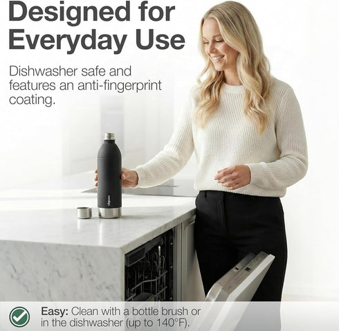 43 oz 3 Stainless Steel Carbonating Bottle | Compatible with Aarke Carbonator (Not Pro) and SMEG Soda Makers | No