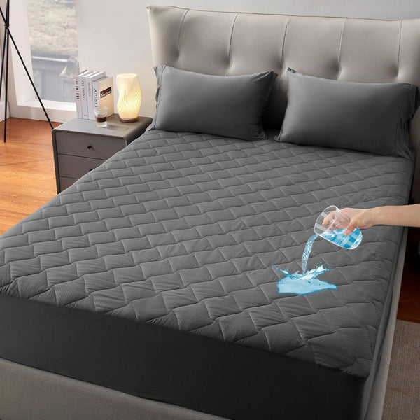 SLEEP ZONE Waterproof Mattress Protector Pad King, Breathable Mattress Topper with Deep Pockets, Machine Washable,