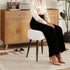17.7in Teddy Velvet Vanity Stool, Upholstered Makeup Chair with Sturdy Metal Legs, Soft Padded Ottoman Footrest, Modern