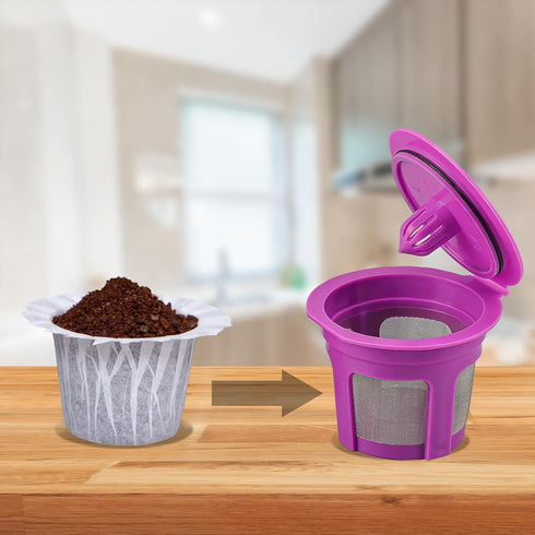 100 Count Disposable Coffee Paper Filters with 4 Pack Reusable K Cup Pods, Compatible with Keurig Brewers