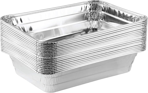 PLASTICPRO Disposable 2 LB Aluminum Takeout Baking Pans, 6'' X 8'' X 2'' Inch, Pack of 20