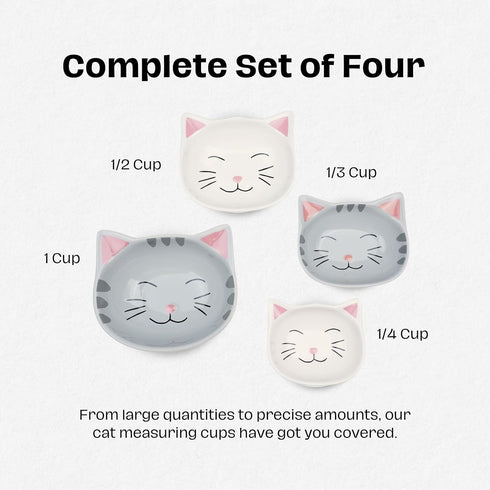 Cat Measuring Cups Set - Stackable Ceramic Baking Measuring Cups, Cute Kitchen Accessories for Cat Lovers