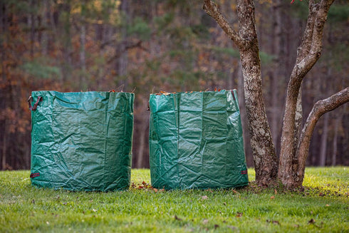 2-Pack 132 Gardzen Gallon Yard Waste Bags, Reusable Heavy Duty Collapsible Garden Leaf Bags with Plastic Ring, Stand-Up