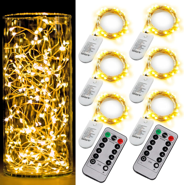 6 Pack Fairy Lights Battery Operated with Timer 2PCS Remote 6.5ft 20LED