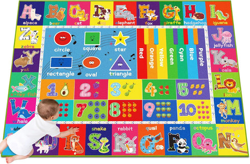 DINSUMRUG 59X39.4 INCH) ABC Kids Rug for Playroom, Educational Play Mat for Kids, Preschool Rugs with ABC, Numbers