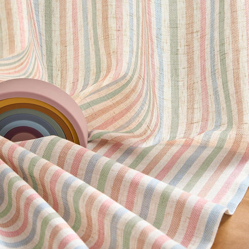 jinchan 84 inch Grommet 2 Linen Curtains for Living Room Candy Striped Curtains Length for Baby Girls Kids Room Ticking
