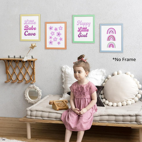 4pcs 8x10 Inches Little Babe Cave Happy Little Soul Boho Nursery Poster Prints for Kids Baby Girls Room Playroom