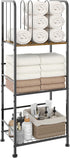 Free Standing 3-Tier Towel Rack - U-Shaped Detachable Dividers, Durable Metal Holder for Bathroom