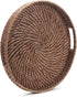 13.8"x2") Round Rattan Woven Serving Tray with Handles Ottoman Tray for Breakfast, Drinks, Snacks for Coffee Table