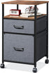 DEVAISE 2 Drawer Mobile File Cabinet, Rolling Printer Stand with Open Storage Shelf, Rustic Brown