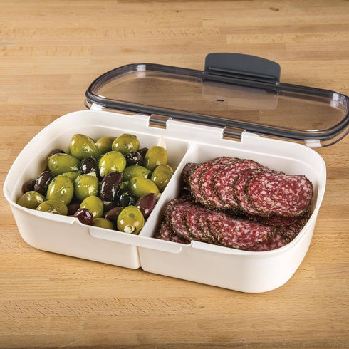ProKeeper Split Deli Food Storage Container, Air-Tight Silicone Seal and Dry Erase Compatible Lid, 11.75