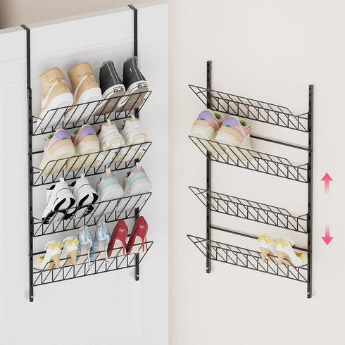 SWTYMIKI Over the Door Shoe Organizer - Adjustable 4 Tier Hanging Shoe