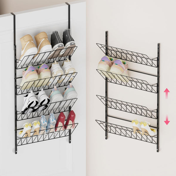 SWTYMIKI Over the Door Shoe Organizer - Adjustable 4 Tier Hanging Shoe