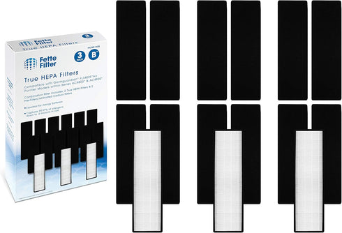 Fette Filter - FLT4825 True HEPA Filter B, Compatible with AC4825 Series Air Purifiers, 3 HEPA & 12 Carbon