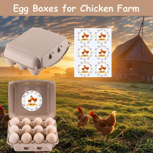 LayHyand 50 Dozen 3x4 12 Count Pcs Vintage Egg Cartons with Labels, Square Egg Basket Blank Natural Paper Pulp