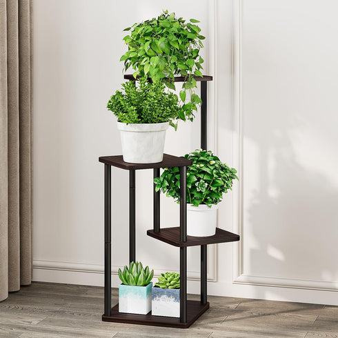 4 AZERPIAN Plant Stand Tier Indoor Metal Flower Shelf for Multiple Plants Corner Tall Flower Holders for Patio Garden