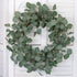 idyllic Eucalyptus Leaves Wreath, 22 Inches Round Green Metal Polyester Fabric Paper for Front Door Decor
