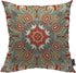 Mugod Traditional Ethnic Paisley Flower Throw Pillow Cover - Red Teal White Yellow Cotton Linen 18x18 Inch