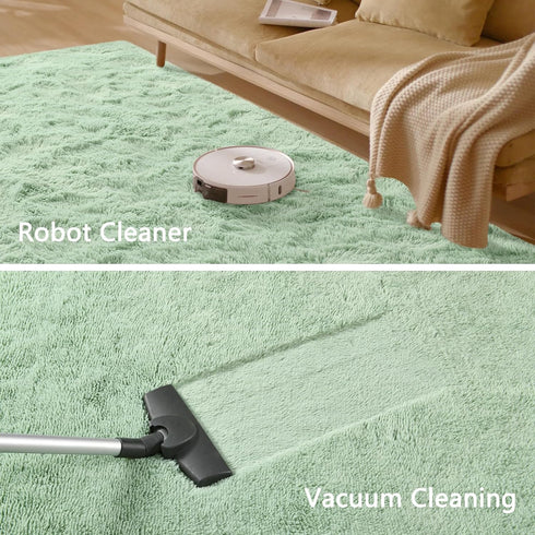 Fluffy Fuzzy Sage-Green Rugs for Bedroom - 4x6 Feet Soft Non Slip Plush Area Rug for Living Room and Kids Room