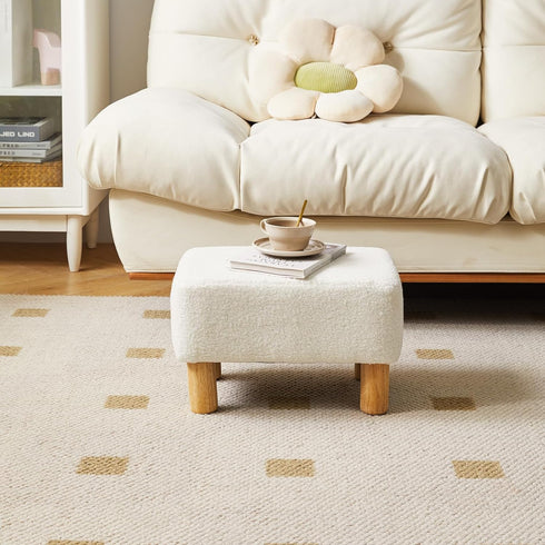 15.74" D11.41" W9.84" UHBD030W YMYNY Ottoman, Modern Footrest with Soft Padded Seat, Foot Stool with Wood Legs, Small