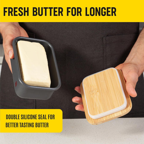 Butter Dish with Lid - Large and Small Tray, Countertop & Fridge Butter Keeper, Storage Box, Mantequillera