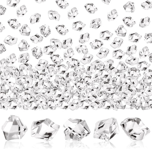 600PCS Fake Crushed Ice Rocks - Acrylic Diamond Crystals, Clear Plastic Ice Cubes for Home Decoration