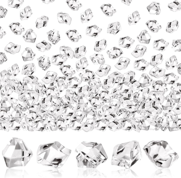 600PCS Fake Crushed Ice Rocks - Acrylic Diamond Crystals, Clear Plastic Ice Cubes for Home Decoration
