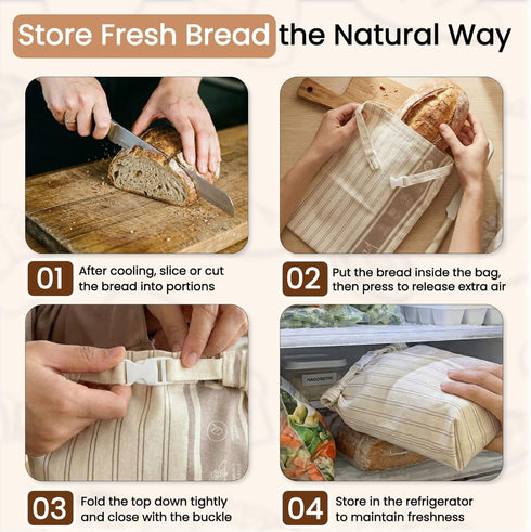 NETIX VERA 2 Pack 13 17, Reusable Beeswax Sourdough Bread Bags for Homemade Bread, XL Natural Cotton Beeswax Bags x