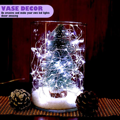 6 Pack Fairy Lights, Battery Operated Waterproof String Lights, 7ft, 20 LEDs, Silvery Copper Wire