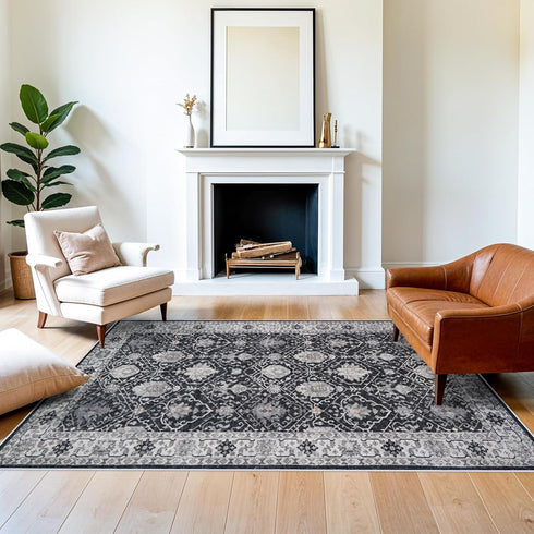 5x7 Living Room Area Rugs: Washable Non-Slip Stain Resistant Rug for Bedroom